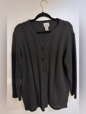 Only Necessities Black Cable-Knit Button Cardigan